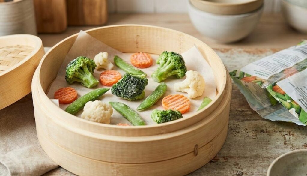 凍ったまま、せいろに入れる