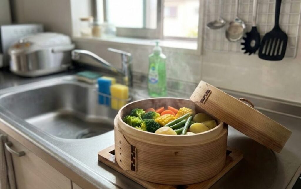 冷凍野菜を蒸す