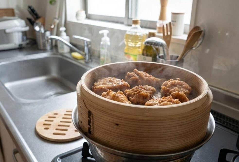 せいろで温め直したケンタッキー