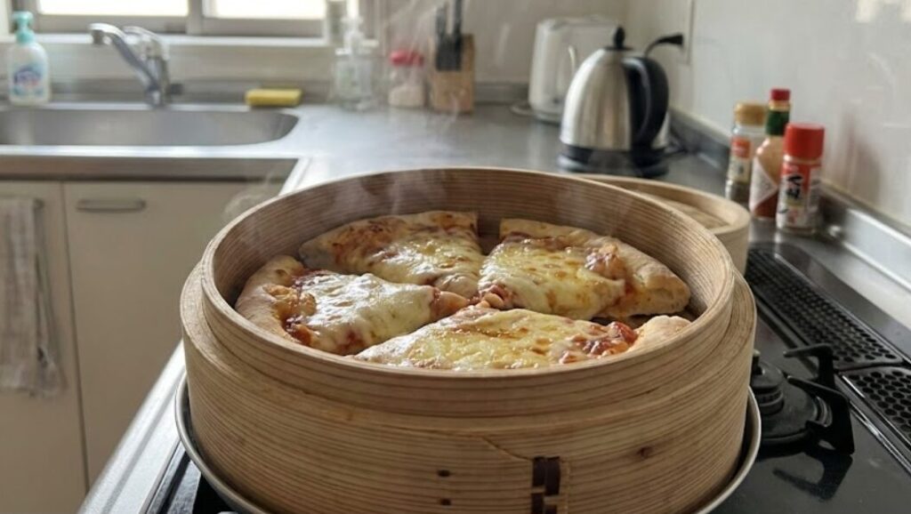 冷めたピザをせいろで温める