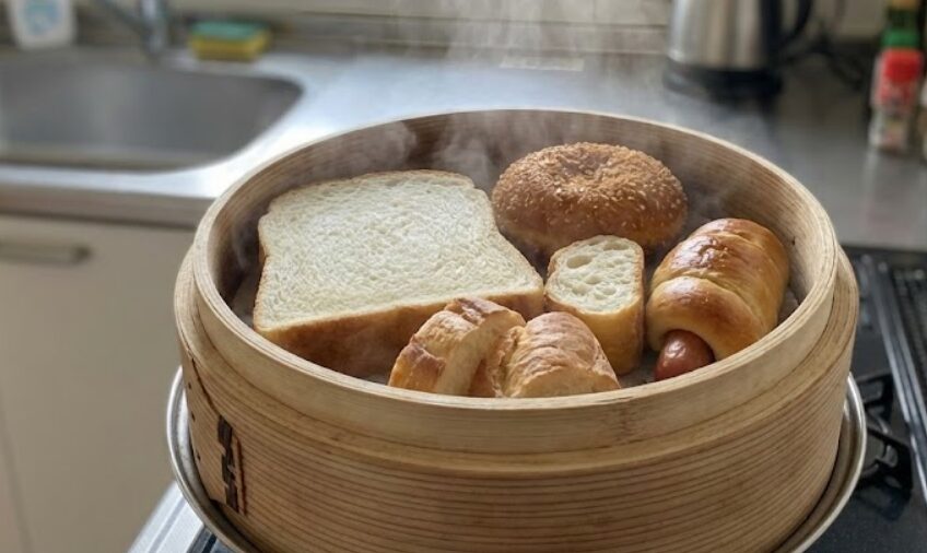 食パン・バゲット・惣菜パンをせいろで蒸す