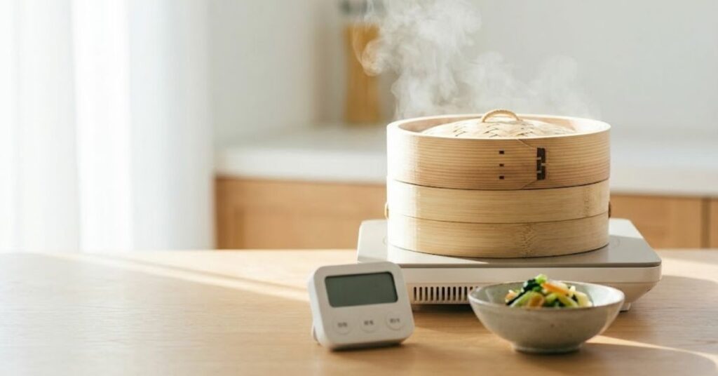 せいろはタイマーをセットするだけ。