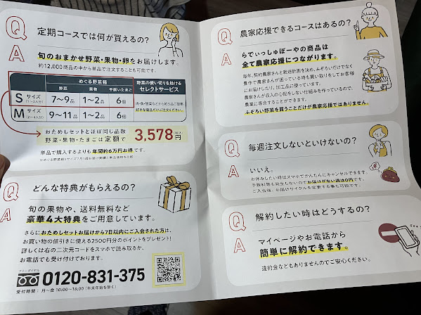 らでぃっしゅぼーやの定期案内チラシ