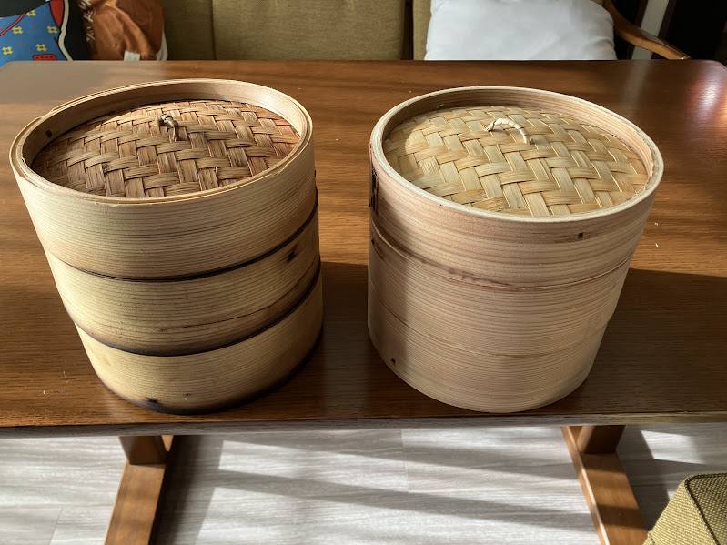 毎日使って1年の旧せいろと新品の竹せいろの比較